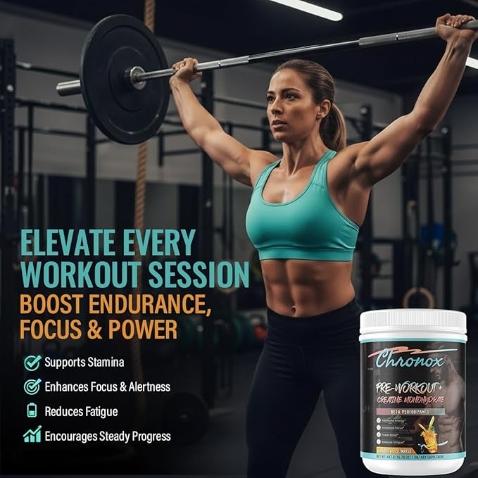 Creatine Monohydrate Powder with Tropical Sunrise Flavor - Premium Pre-Workout for Men &amp Women to Boost Energy &amp Stamina - Mass Gainer supplement for Strength Focus Recovery &amp Active Tra