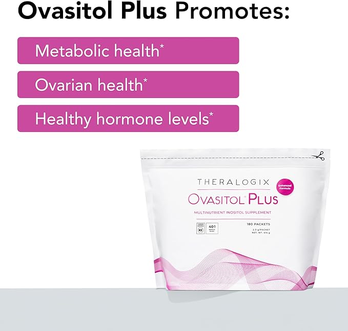 Theralogix Ovasitol Plus Metabolic Health Supplement - Myo-Inositol &amp D-Chiro Inositol+Chromium Picolinate+Alpha-lactalbumin &amp Vitamin D - 90-Day Supply - Unflavored - 180 Count