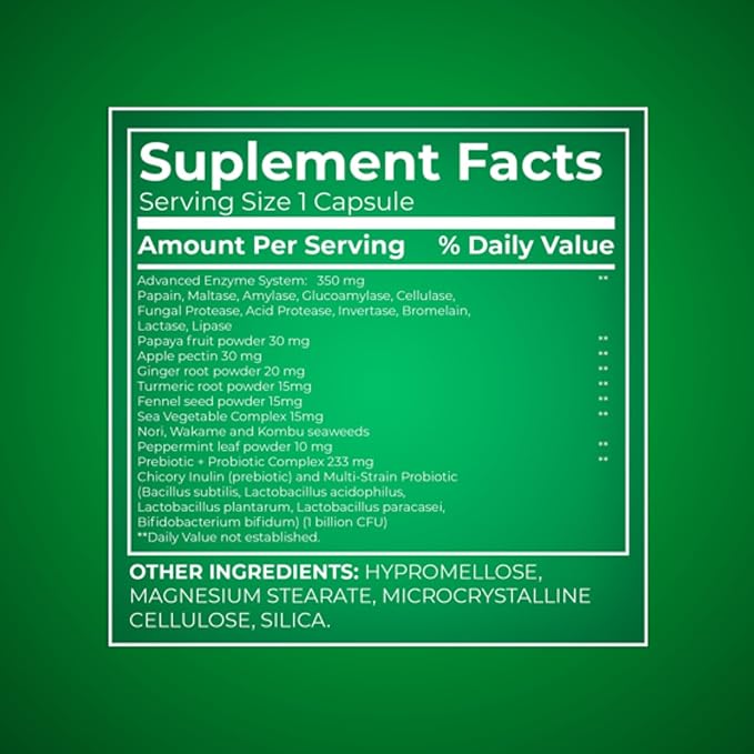 Unique Bundle Store Digestive Enzymes – 60 Vegetarian Capsules Enzimas Digestivas with Probiotics and Prebiotics Enzymes for Digestion Daily Digestive Health Supplement (Pack of 1)