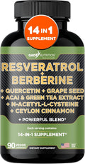 Gade Nutrition Resveratrol Berberine Quercetin Grape Seed Extract Green Tea Extract N-Acetyl Cysteine - 14 in 1 Complex Supplement for Women &amp Men with Potent Antioxidants - Made in USA