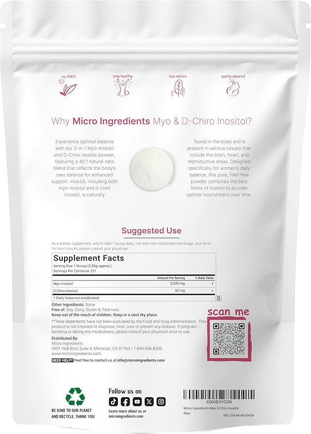 Micro Ingredients Omega-3 Fish Oil 4200 mg Softgels &amp Myo &amp D-Chiro Inositol Powder Bundle 2 Pack | Wild-Caught Fish Lemon Flavored Burpless | Inositol Supplement for Women