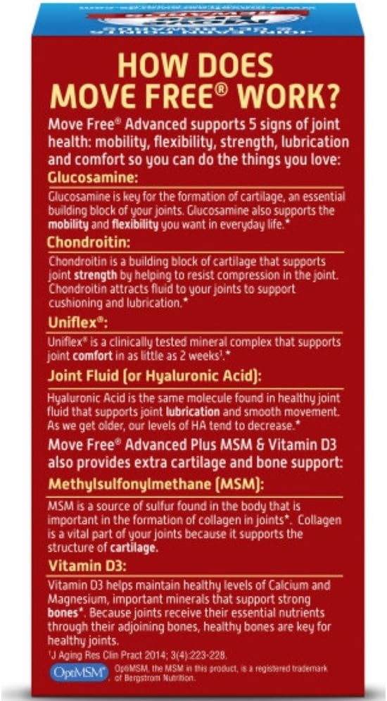 Move Free Advanced Plus MSM and Vitamin D3 80 tablets - Joint Health Supplement with Glucosamine and Chondroitin (Pack of 3)
