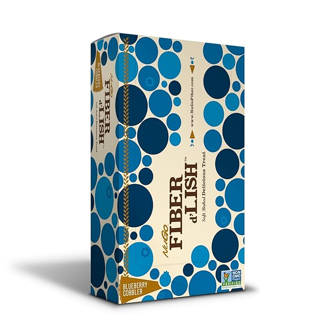 NuGo Fiber d'Lish Blueberry Cobbler 12g High Fiber Vegan 150 Calories 1.6 Ounce (Pack of 16)