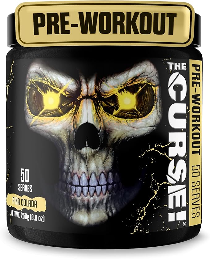 JNX SPORTS The Curse! Pina Colada Pre Workout Powder with Creatine – Extreme Energy Preworkout for Men &amp Women – 50 Servings – L Citrulline Beta Alanine &amp Caffeine for Pump Strength &amp Fo