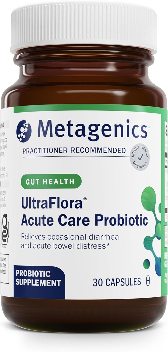 Metagenics UltraFlora Acute Care – Probiotic Supplement for Rapid Relief of Acute Bowel Distress Bloating &amp Gas – Supports Healthy Gut Flora &amp Digestive Comfort – Non-GMO – 30 Capsules*