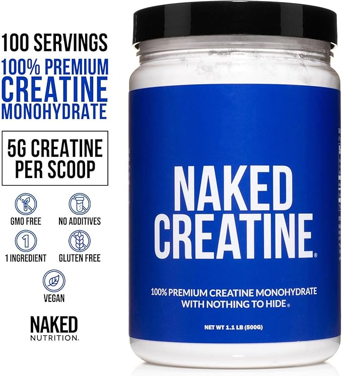 Naked Pure Creatine Monohydrate 100 Servings + 100 Servings Unflavored Naked BCAAs Vegan Bundle