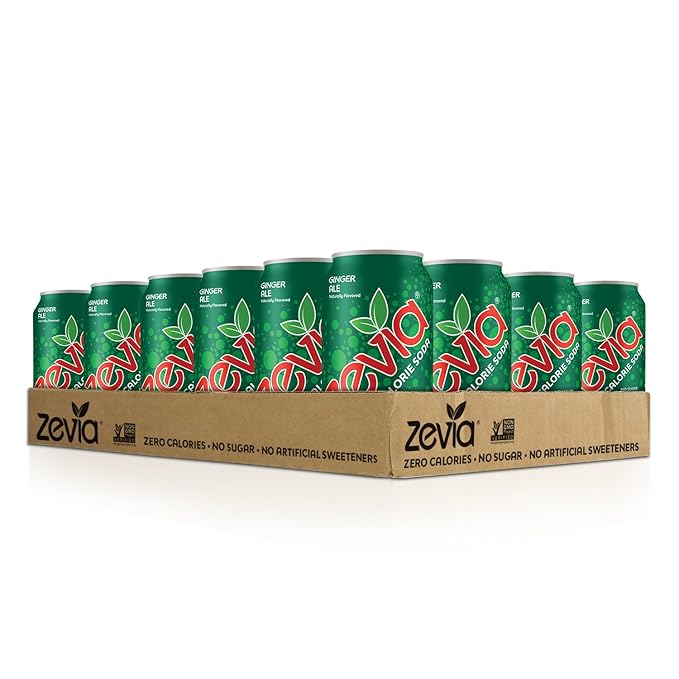 Zevia Zero Calorie Soda Ginger Ale Naturally Sweetened Soda (24) 12 Ounce Cans Ginger-flavored Carbonated Soda &amp Zero Calorie Energy Drink Variety Pack 12 Ounce (Pack of 12) Packaging May Va