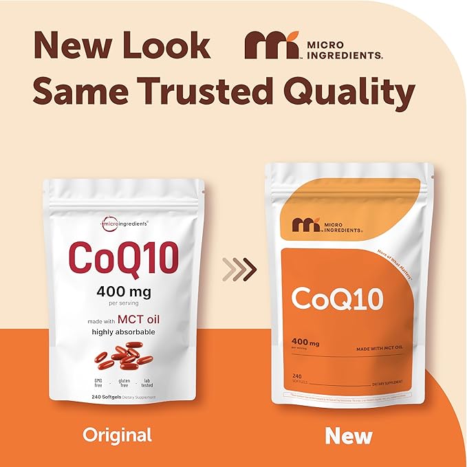 Micro Ingredients CoQ10 400 mg Per Serving 240 Softgels | Made with Coconut MCT Oil | Coenzyme Q10 (Ubiquinone) | Non-GMO