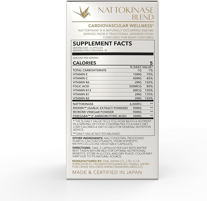 NATTOKINASE Blend 6000 FU | Non-GMO Vegan Gluten Free | Made in Japan Family Owned Over 50 Years | Traditional Japanese Enzyme