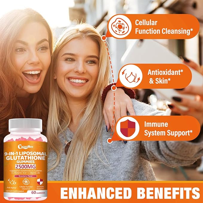 2 Packs 2500MG Liposome Glutathione Gummies Composite L-Cysteine Collocation Milk Thistle Increas 98% Absorption Rate Antioxidant Anti-Aginga