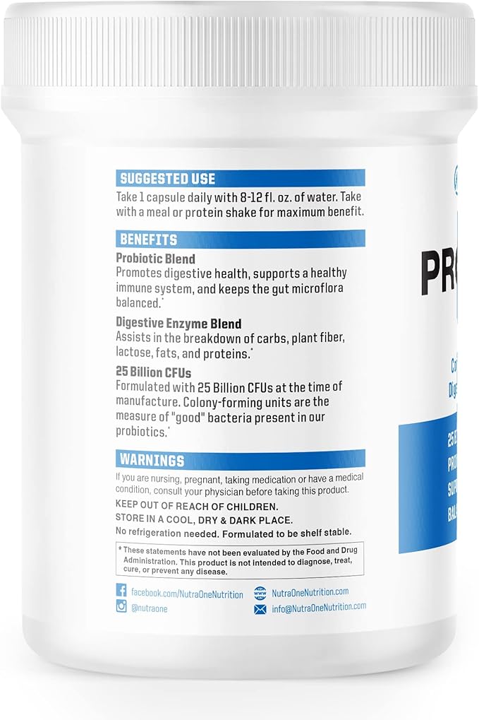 NutraOne ProbioticX Probiotic Supplement for Women &amp Men Digestive Health &amp Immune Support Probiotics* (30 Capsules)