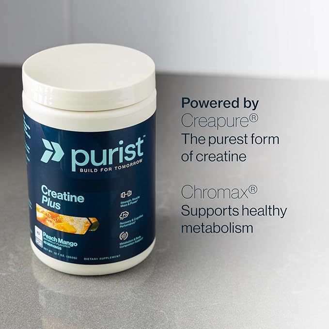 PURIST Protein Creapure Creatine Plus Monohydrate | Workout Powder Supplement | Women Men Muscle Strength Energy Recovery | Clean Nutrition | NSF Certified | Contains Sugar Free Stevia (Unflavored)