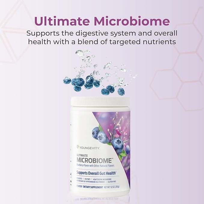 Youngevity Ultimate Microbiome – Prebiotic Probiotic &amp Postbiotic Gut Health Supplement – i26® Hyperimmune Egg Powder Probiotic Blend DigeZyme™ Enzyme Complex – Supports Digestion &amp Immune