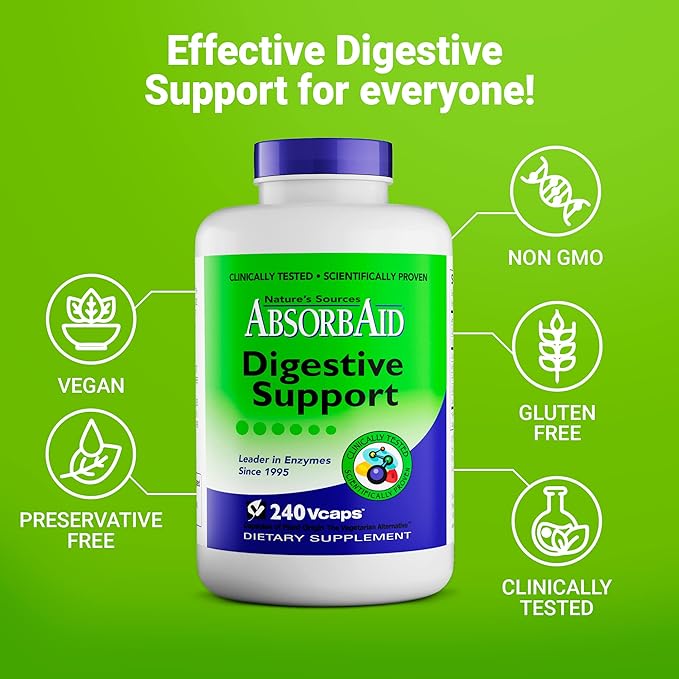 AbsorbAid Digestive Enzymes 240 vCaps Proven to Increase Vital Nutrient Absorption by up to 71%