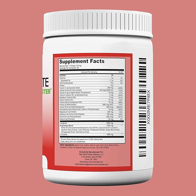Cardio Complete - Heart Health Support Powder Supplement - 3-in-1 Nitric Oxide Booster with 5000 L-Arginine 1000mg L-Citrulline and Hawthorn Berry 2 Pack