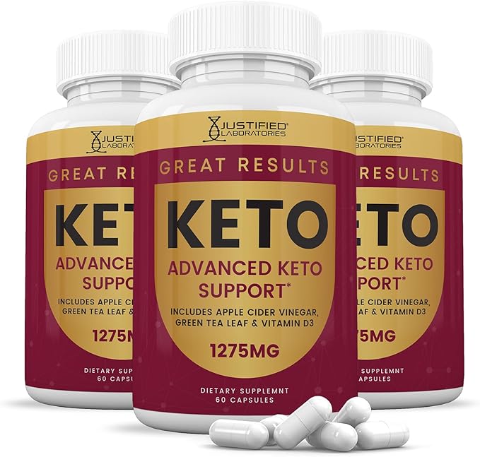 Justified Laboratories Great Results Keto ACV Pills 1275MG Formulated with Apple Cider Vinegar Keto Support Blend 60 Capsules (3 Bottles)