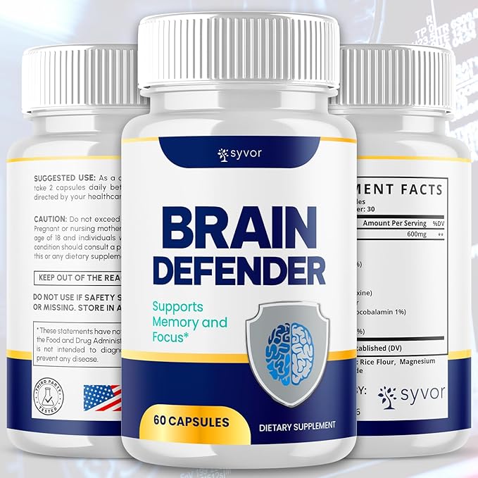 (3 Pack) Brain Defender Supplement Pills Official Brain Defender Advanced Formula Nootropic Capsules All Natural Health and Wellness Support Formula Maximum Strength Braindefender (180 Capsules)