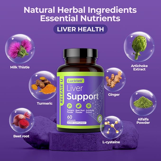 Liver Support Supplement – Liver Cleanse Detox &amp Repair with Milk Thistle Turmeric Dandelion &amp Artichoke Support | 7-in-1 Herbal Formula Protect Liver | 60 Capsules 30-Day Supply Made in U