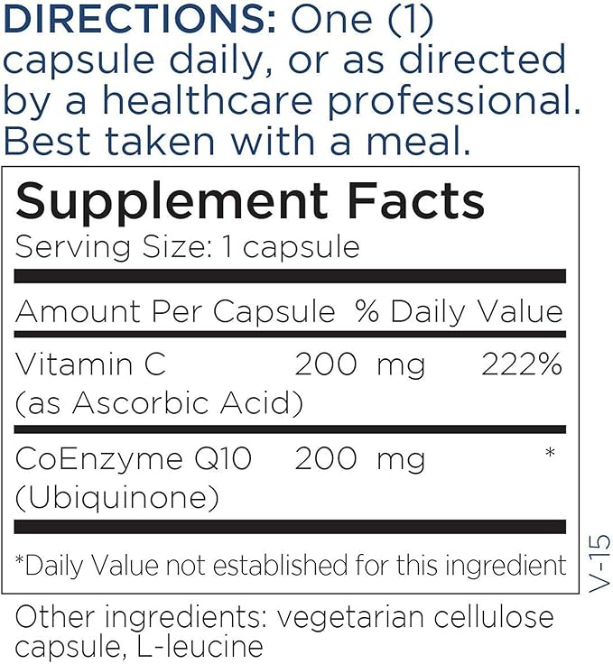 Metabolic Maintenance CoQ10 200mg - Co Q 10 Supplement Coenzyme Q10 for Brain and Heart Health Antioxidant Support Capsules for Women and Men Vegan Friendly - 60 Capsules
