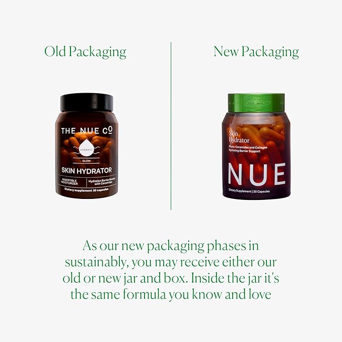 The Nue Co. Skin Hydrator Supplement - Daily Skin Support with Hydrolyzed Collagen Aloe &amp Hyaluronic Acid - Gluten Free Supplement for Radiance and Hydration Support | 30 Capsules