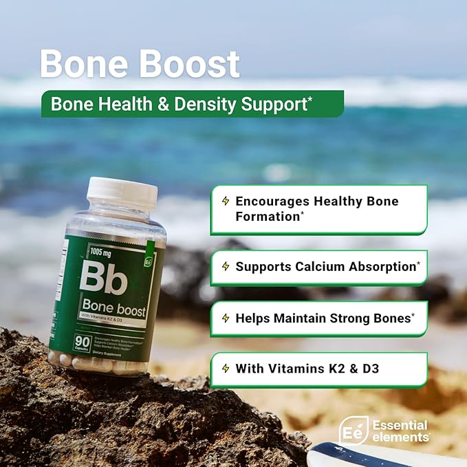 Essential Elements Bone Boost Health Supplement - Bone Support and Calcium Supplement with Vitamin D 3 K2 Cissus Quadrangularis for Bone Strength - 270 Capsules (90 Day Supply) (3-Pack)
