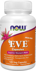 NOW Foods Supplements Eve™ Women's Multivitamin with Cranberry Alpha Lipoic Acid and CoQ10 plus Superfruits - Pomegranate Acai &amp Mangosteen Iron-Free 120 Veg Capsules