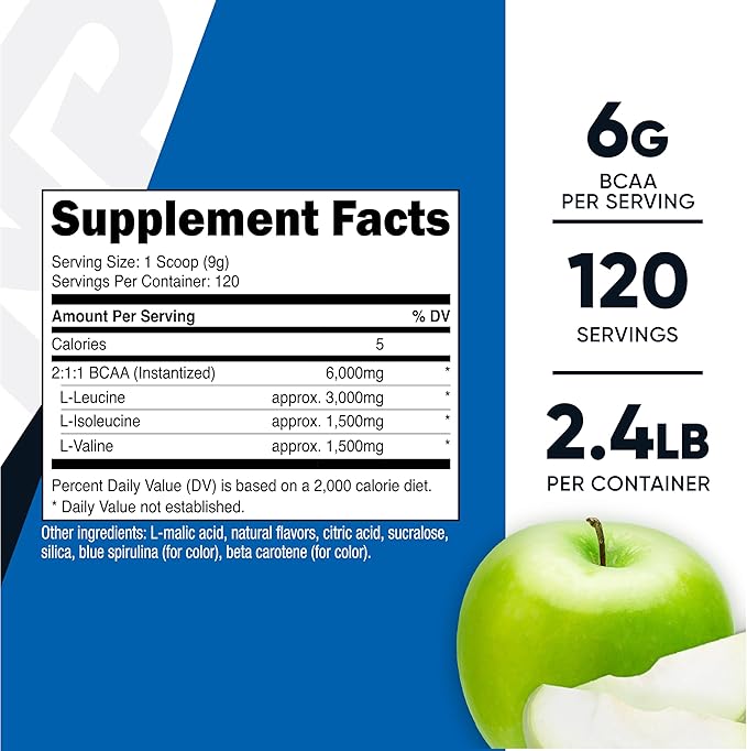 Nutricost BCAA Powder 2:1:1 120 Servings (Green Apple)