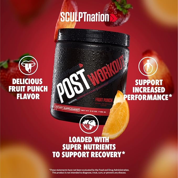 Sculpt Nation by V Shred Post Workout - Creatine Complex Post Workout Muscle Recovery and Builder with Energy Support Creatine Monohydrate and Amino Acids Fruit Punch Flavor - 30 Servings