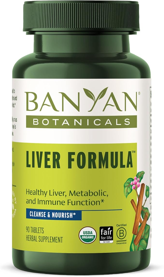Banyan Botanicals Organic Liver Formula – Detox &amp Gallbladder Support – Cooling Bitter Herbs for Bile Production &amp Systemic Cleansing – with Guduchi &amp Punarnava – 90 Tablets – USDA Organic