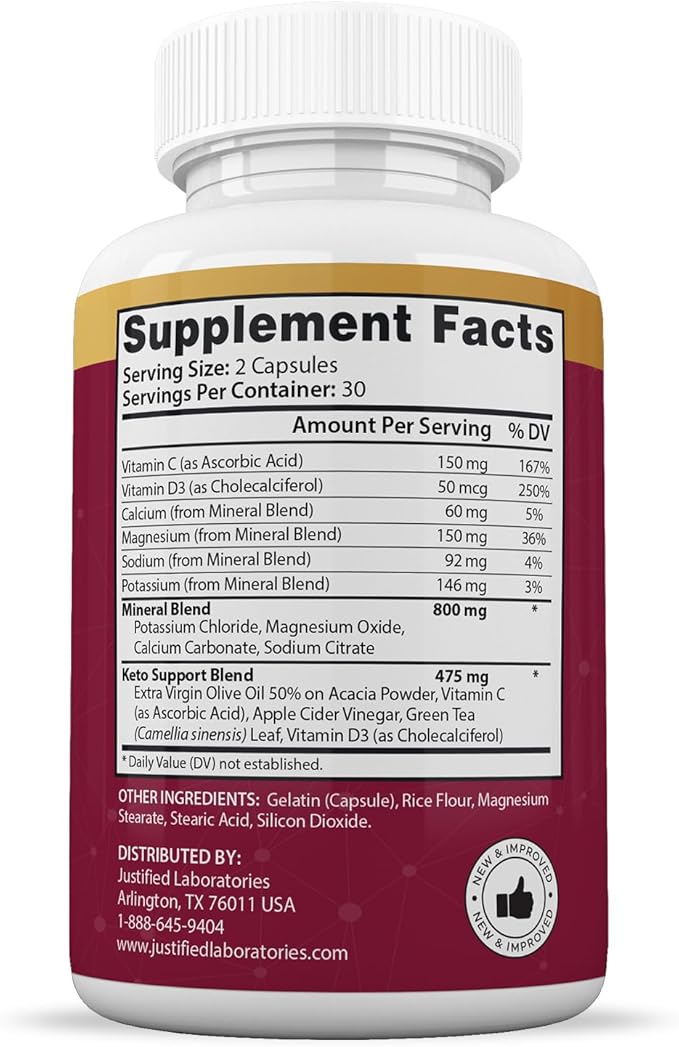Justified Laboratories Great Results Keto ACV Pills 1275MG Formulated with Apple Cider Vinegar Keto Support Blend 60 Capsules (10 Bottles)