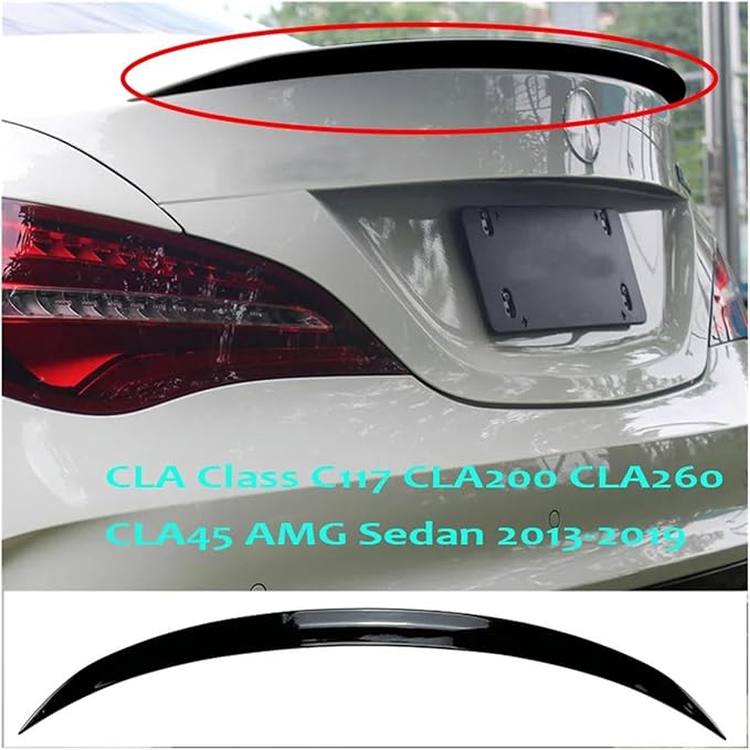 Car Rear Trunk Spoiler Wing Tail Decklid Lip Spoilers Compatible For Mercedes Benz CLA Class C117 CLA200 CLA260 CLA45 AMG Sedan 2013-2019(Gloss Black)