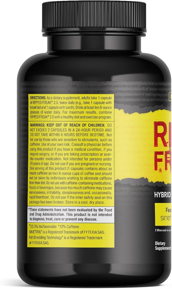 Pharmafreak Ripped Freak 2.0 – Advanced Training Support Complex with Sinetrol® Citrus Polyphenols and B-Vitamins – 60 Capsules (60 Servings)