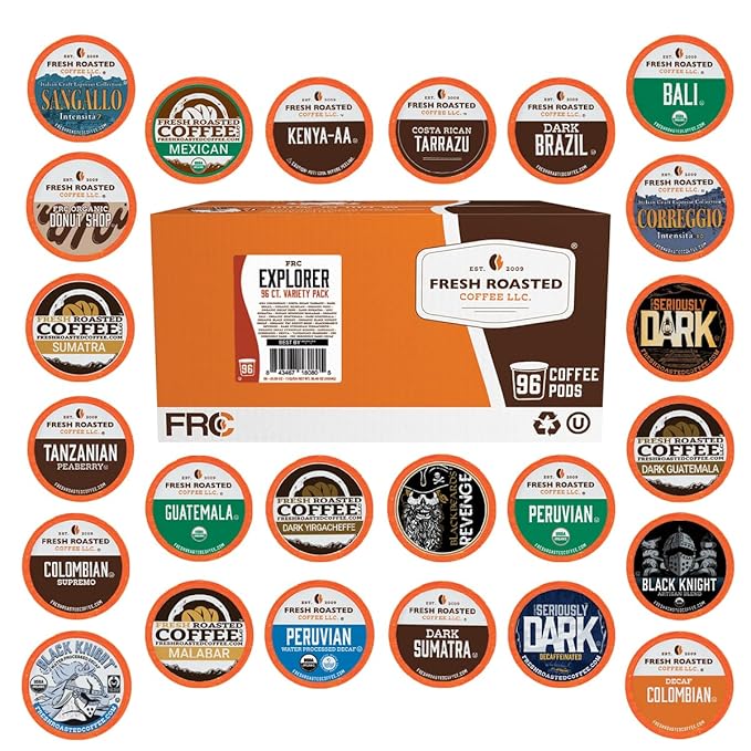 Fresh Roasted Coffee Explorer Variety Pack K-Cup Compatible 96 Pods