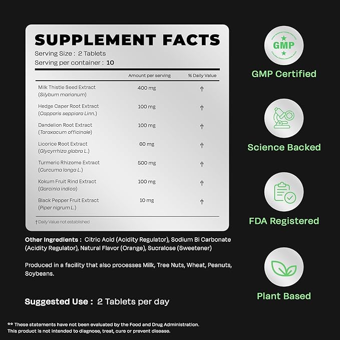 Auric Herbal Liver Support Supplement | Milk Thistle (Silymarin) Turmeric Garlic Ginger for Liver Health | Advanced Detox &amp Cleansing Formula for active Liver | 40 Tablets | Plant Based Gluten-