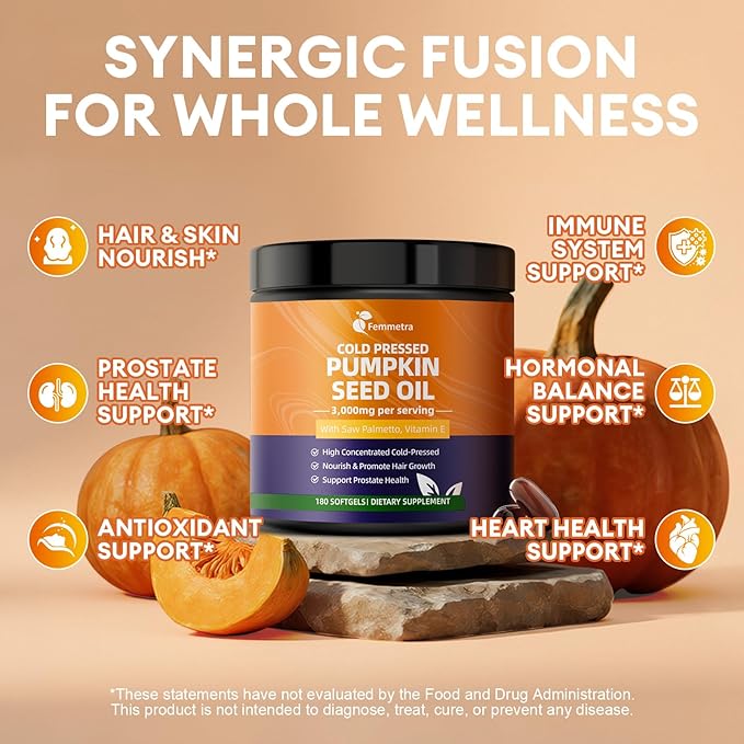 Pumpkin Seed Oil Softgels &amp Magnesium Giycinate with Vitamin D3K2 Supplement for Hair Urinary Health Bone SupportEnergy &amp Mood Manage