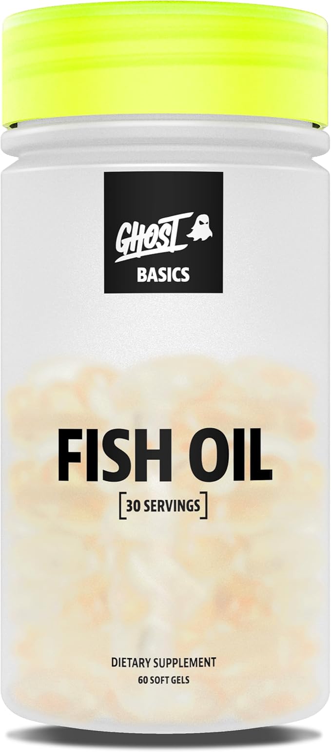 GHOST Basics Fish Oil Supplement 3000MG Daily Omega 3 Fatty Acids with DHA &amp EPA for Brain Heart Health &amp Immunity Support - Gluten-Free &amp Soy-Free - 60 Enteric Coated Softgels