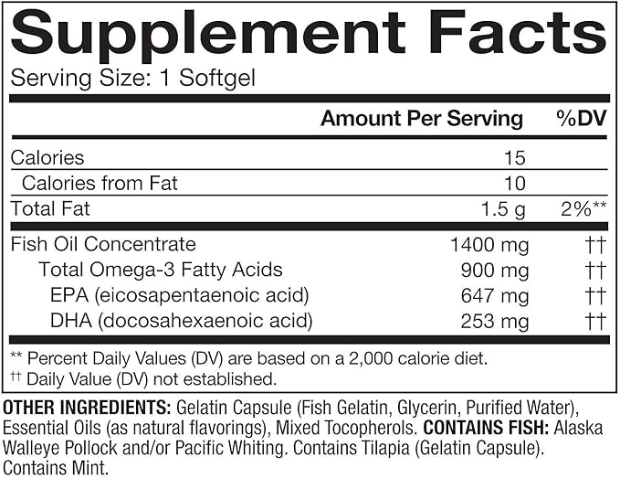 Member's Mark - Omega 3 Fish Oil 1400 mg (900 mg EPA/DHA) Enteric Coated 150 Softgels