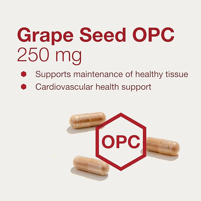 PROTOCOL FOR LIFE BALANCE Grape Seed OPC - 250mg - 90% Polyphenols - with Rutin &amp Amla Fruit Extract - Grape Seed Capsule - Non-GMO &amp Kosher - 90 Veg Caps