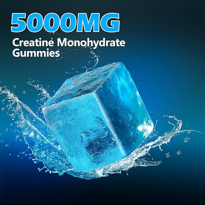 Creatine Monohydrate Gummies for Men &amp Women-5g of Creatine Monohydrate per Serving- Help Increase Strength and Build MuscleSugar FreeVeganBlueberry Flavor 120 Count