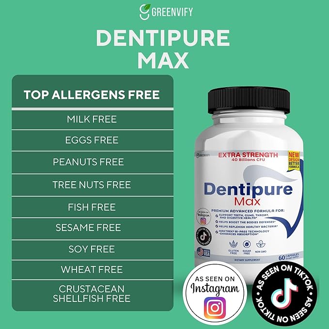 Dentipure Max Probiotic Supplement 40 Billion CFU 60 Capsules Supports Teeth and Digestive Health (10)