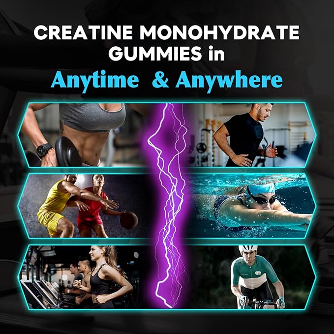 duwhot Creatine Monohydrate Gummies for Men Creatine Monohydrate Chewables 5g Per Serving Vegan Sugar Free Mixberry Flavor 120 Count