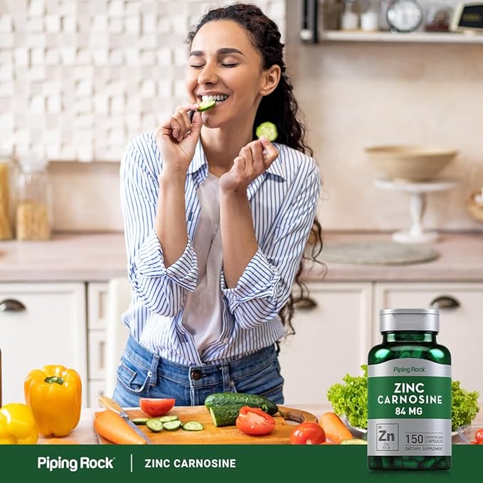 Piping Rock Zinc Carnosine Supplement | 84mg | 150 Capsules | Non-GMO Gluten Free