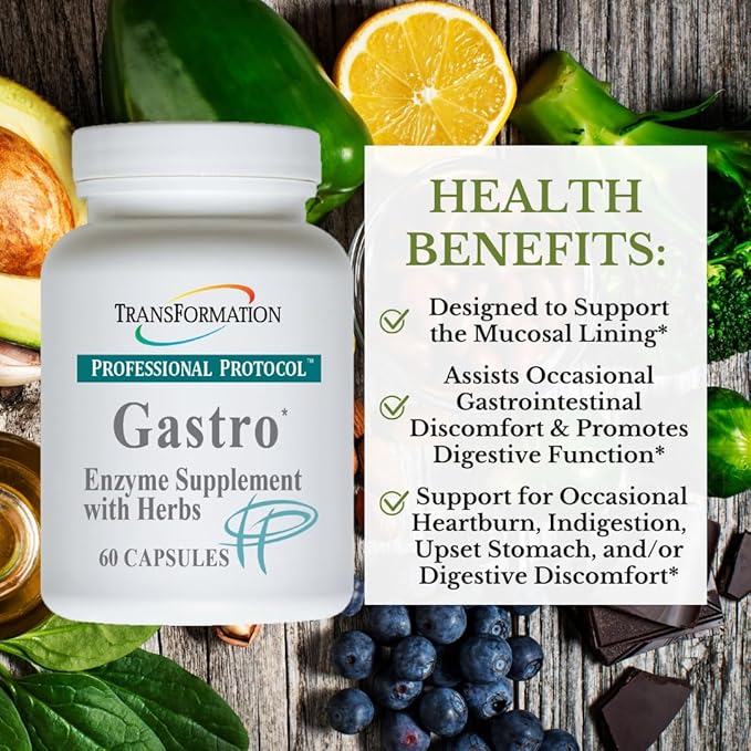 TRANSFORMATION THE GENESIS OF GOOD HEALTH - Gastro Enzyme Supplement with Herbal Blend &amp Vitamin E Alleviate Gastrointestinal Discomfort Digestive Function Support for Relief of Heartburn 60
