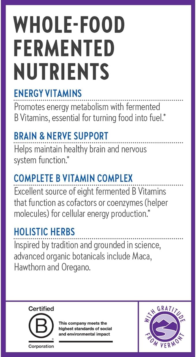 New Chapter Vitamin B Complex Fermented Coenzyme B Complex Rich in Vitamin B12 + Vitamin B6 + Biotin + Made with Organic Ingredients - 30 ct