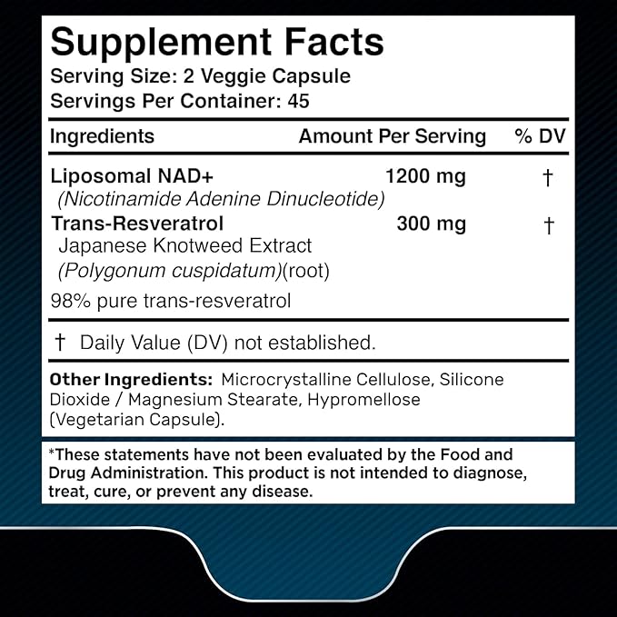 WELLNESS LABSRX Liposomal NAD Supplement 1500mg - USA Made NAD Resveratrol Supplement for Women and Men NAD+ Support Cellular Health Energy &amp Anti Aging - 3 Pack