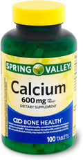 Spring - Valley Calcium 600mg Natural Bone Health Calcium - 100 Tablets Pack of 3