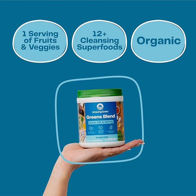 Amazing Grass Greens Blend Alkalize &amp Detox: Smoothie Mix Cleanse with Super Greens &amp Beet Root Powder Digestive Enzymes Prebiotics &amp Probiotics 30 Servings (Packaging May Vary)