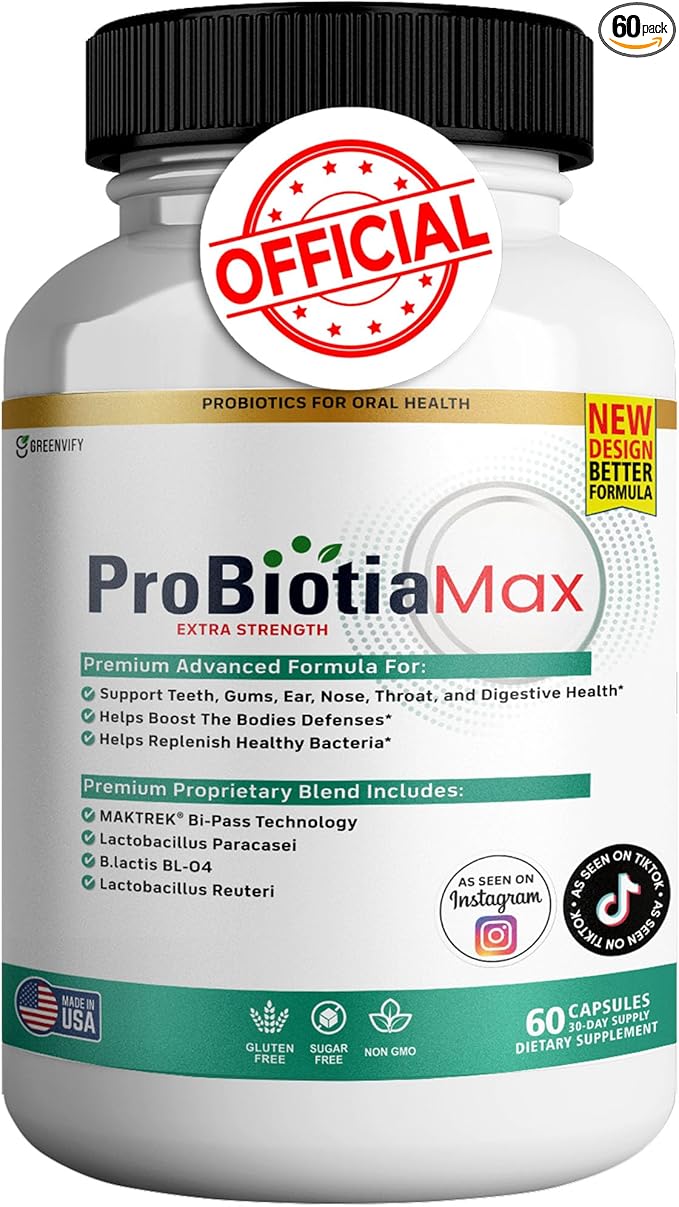 ProBiotia Max 40 Billion CFU Extra Strength Oral Probiotic Supplement 60 Capsules Supports Teeth and Gum Health Gluten Free (1)
