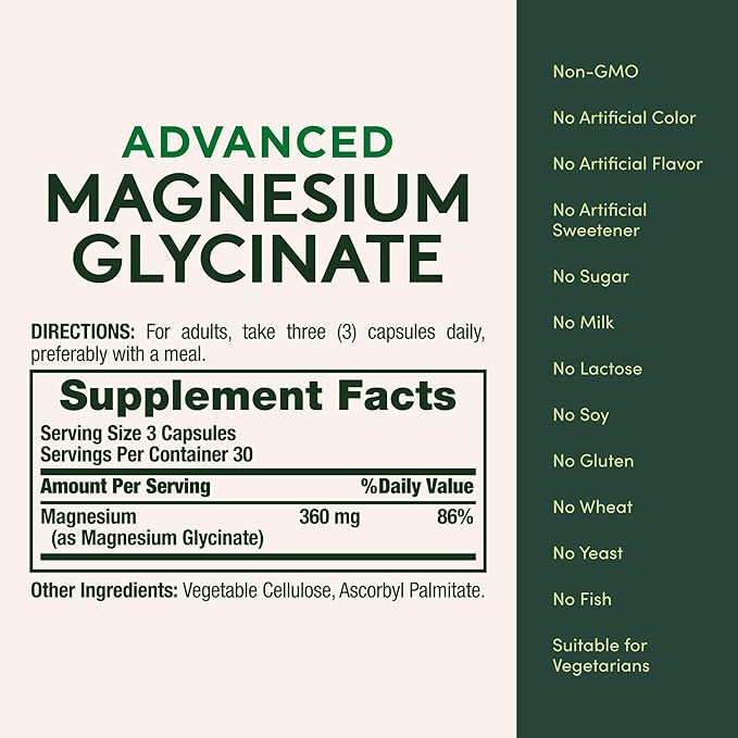 Nature's Bounty Calm Magnesium Glycinate Supplement - High Absorption Magnesium for Relaxed Mood Heart &amp Bone Health 90 Capsules (Pack of 2)