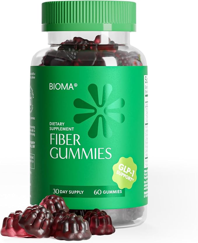 Fiber Gummies for Women - Natural GLP-1 Support with Kiwi Pomegranate &amp Ginger - Sugar Free Digestive Health Supplement Prebiotic FOS Fiber - Vegan &amp Gluten Free (60 Gummies - 30 Day Supply)